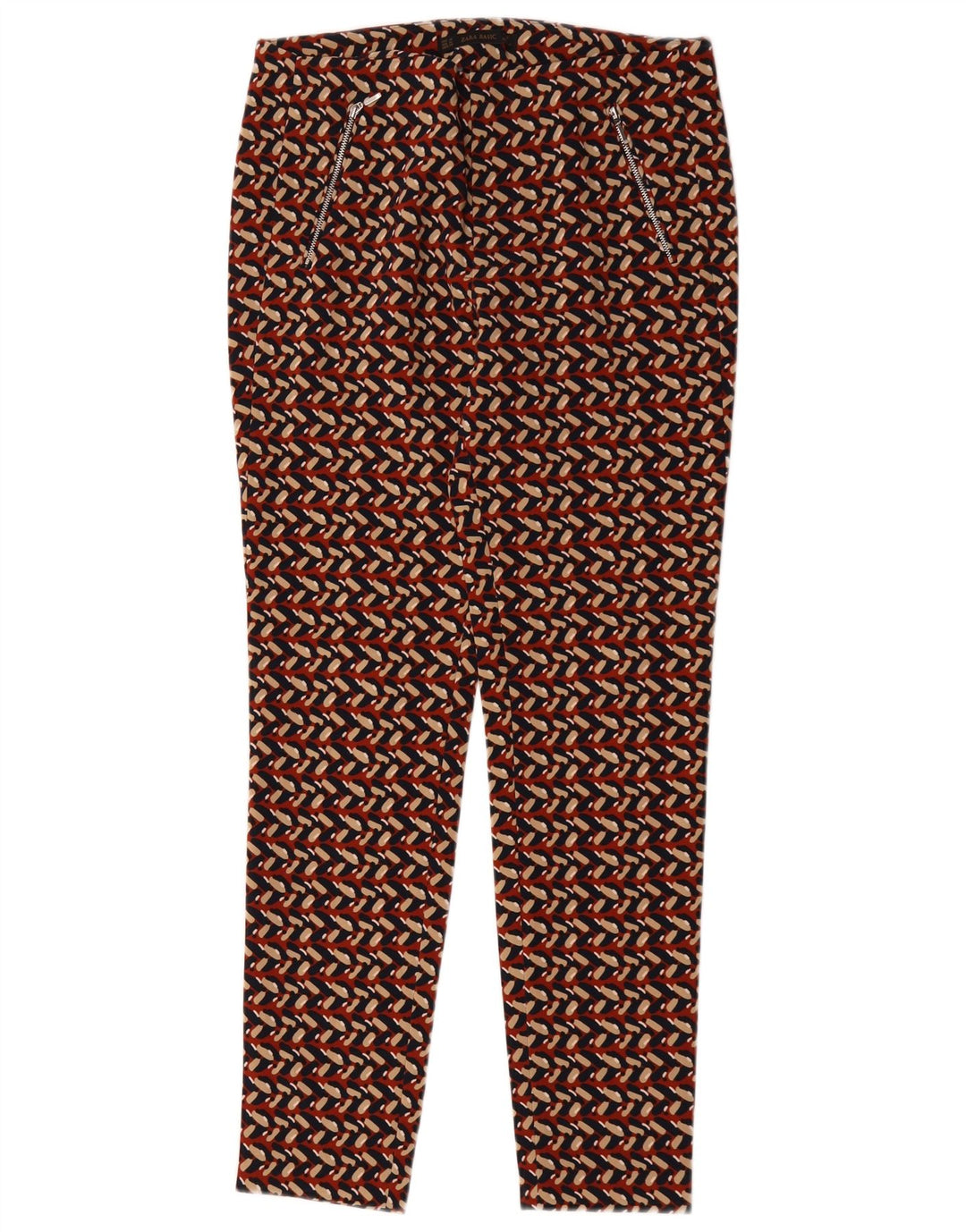 Zara Calça Chino Feminina Slim Médio W30 L28 Multicolorida Geométrica