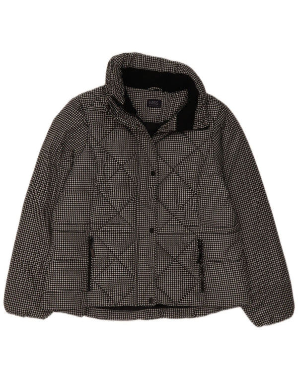 Jaqueta acolchoada feminina Marks & Spencer Reino Unido 16 grande preto Houndstooth