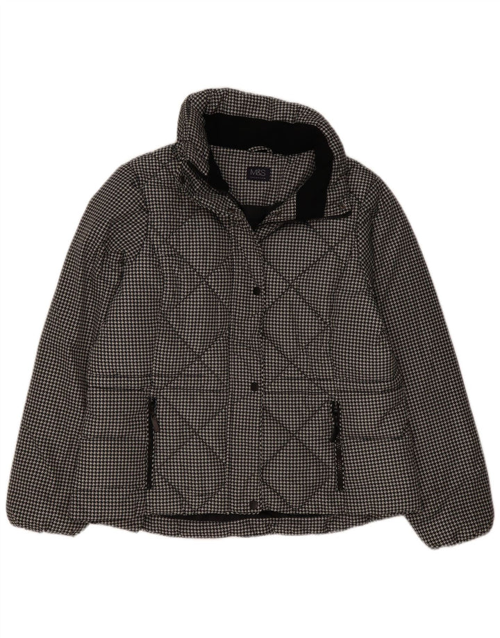 Jaqueta acolchoada feminina Marks & Spencer Reino Unido 16 grande preto Houndstooth