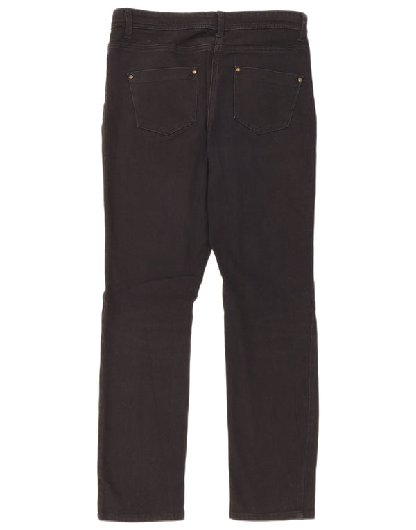 Jeans retos femininos M&Co Reino Unido 10 pequeno W30 L28 algodão preto