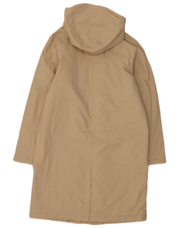 Capa de chuva feminina com capuz Marks & Spencer UK 12 poliuretano bege médio