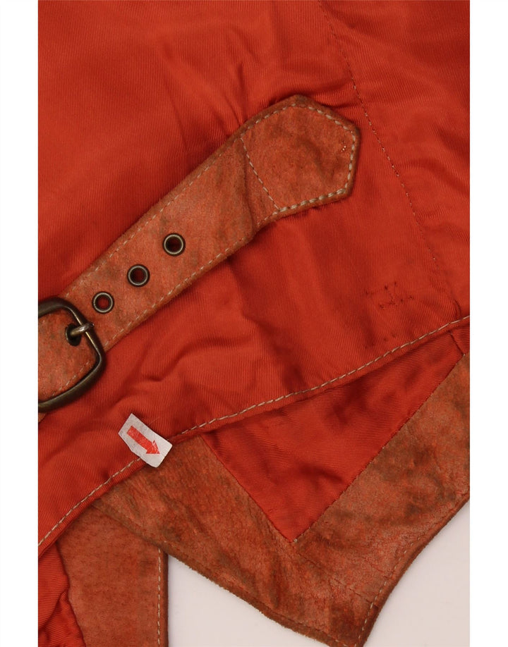 Colete masculino vintage de camurça pequeno couro marrom