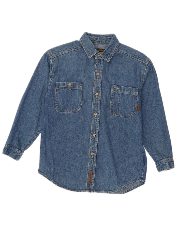 Camisa jeans masculina Timberland 7-8 anos azul algodão