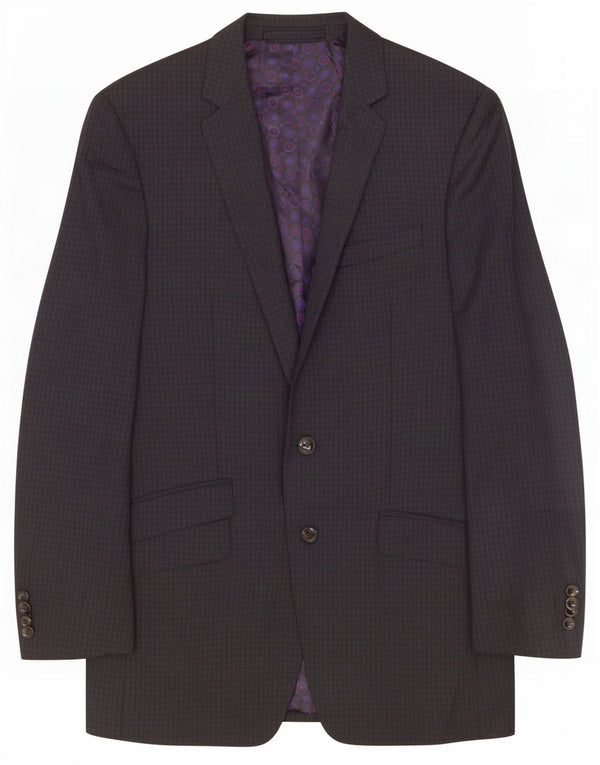 Jaqueta blazer masculina de 2 botões Marks & Spencer Reino Unido 36 pequena lã xadrez cinza