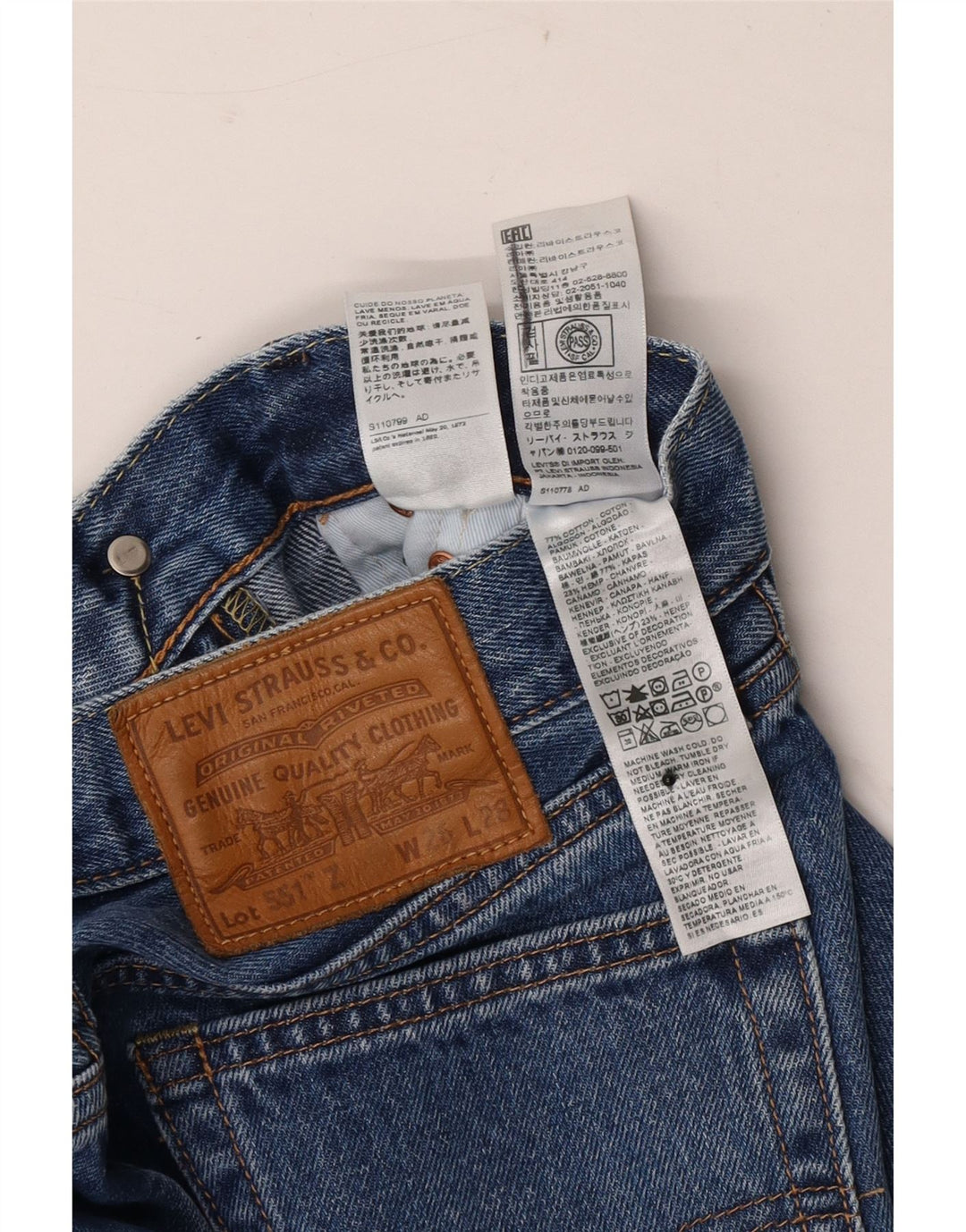 Levi's Masculino 551 Straight Jeans W26 L28 Azul Algodão