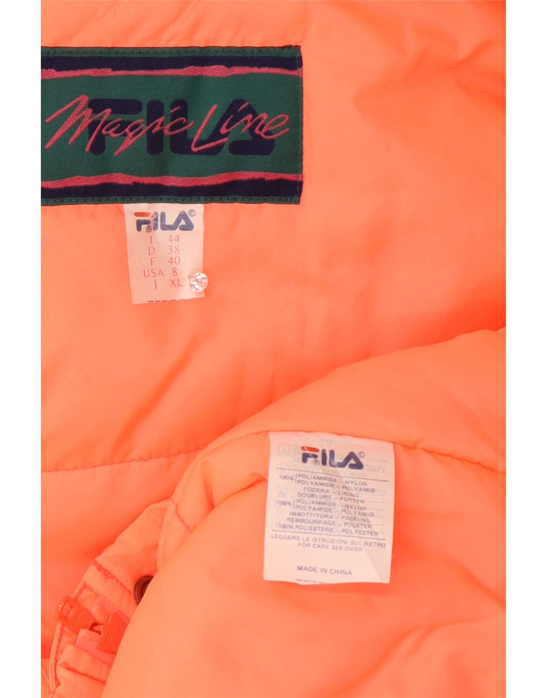 Casaco feminino Fila com capuz oversized acolchoado IT 44 médio laranja poliamida