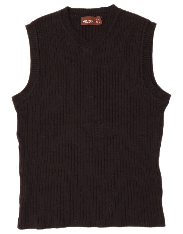 Zara Womens Vest Tank Top Reino Unido 18 XL Lã Preta