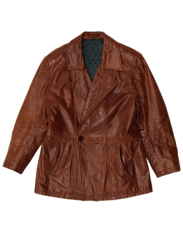 Casaco de couro masculino VINTAGE Reino Unido 38 couro marrom médio