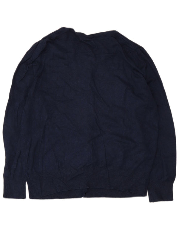 Suéter cardigã feminino Marks & Spencer UK 18 XL azul marinho viscose