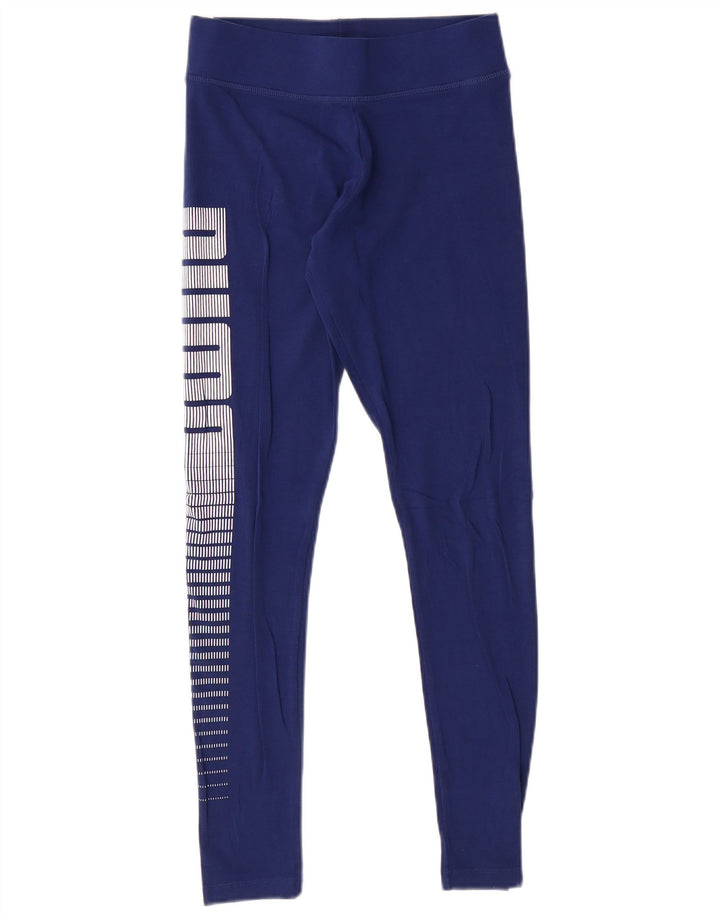 Leggings PUMA Feminino UK 10 Algodão Azul Pequeno