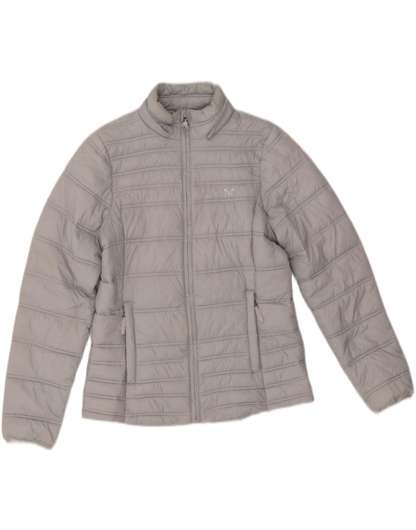 Jaqueta acolchoada feminina Crew Clothing UK 12 nylon cinza médio