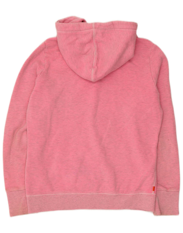 Suéter com capuz gráfico feminino Superdry UK 16 grande algodão manchado rosa