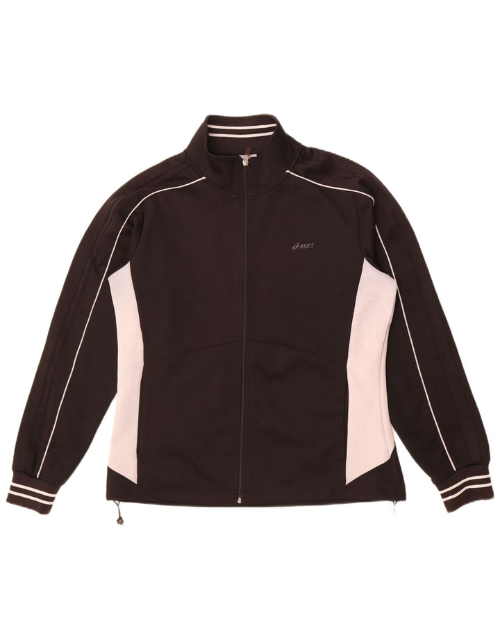 Asics Womens Tracksuit Top Jacket UK 18 XL Preto Colourblock Poliéster