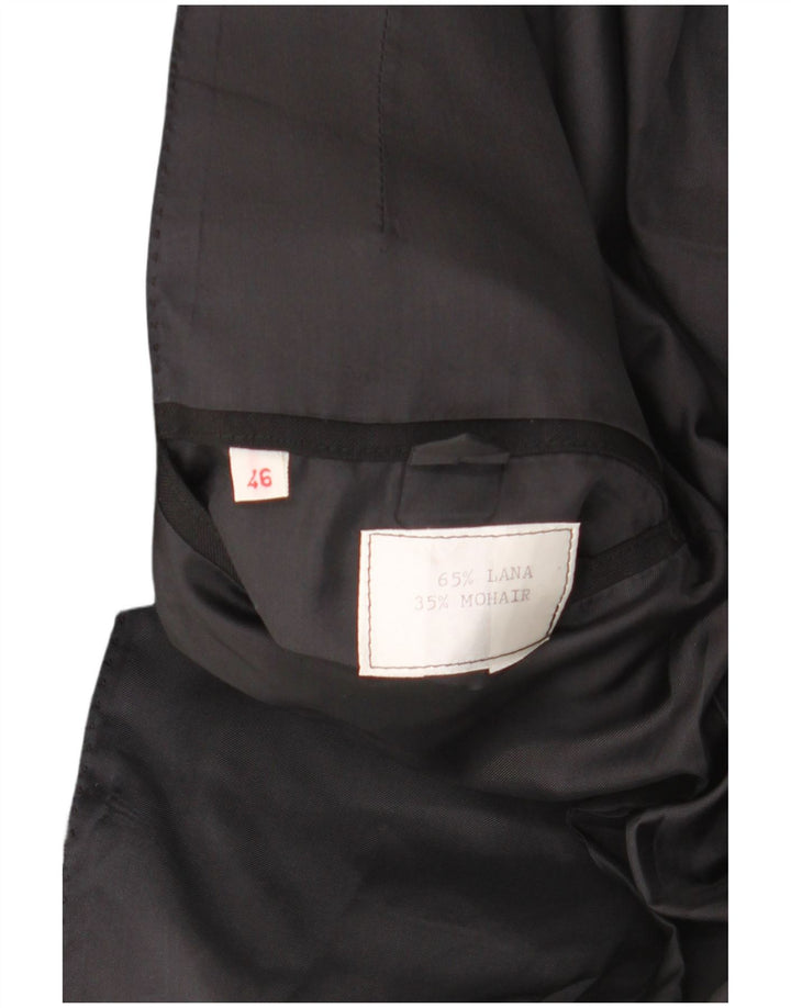 Conjunto masculino VINTAGE de 1 botão e 2 peças IT 46 pequeno W29 L29 lã preta