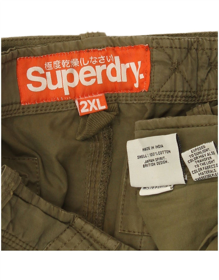 Calças cargo retas masculinas Superdry 2XL W42 L32 algodão cáqui
