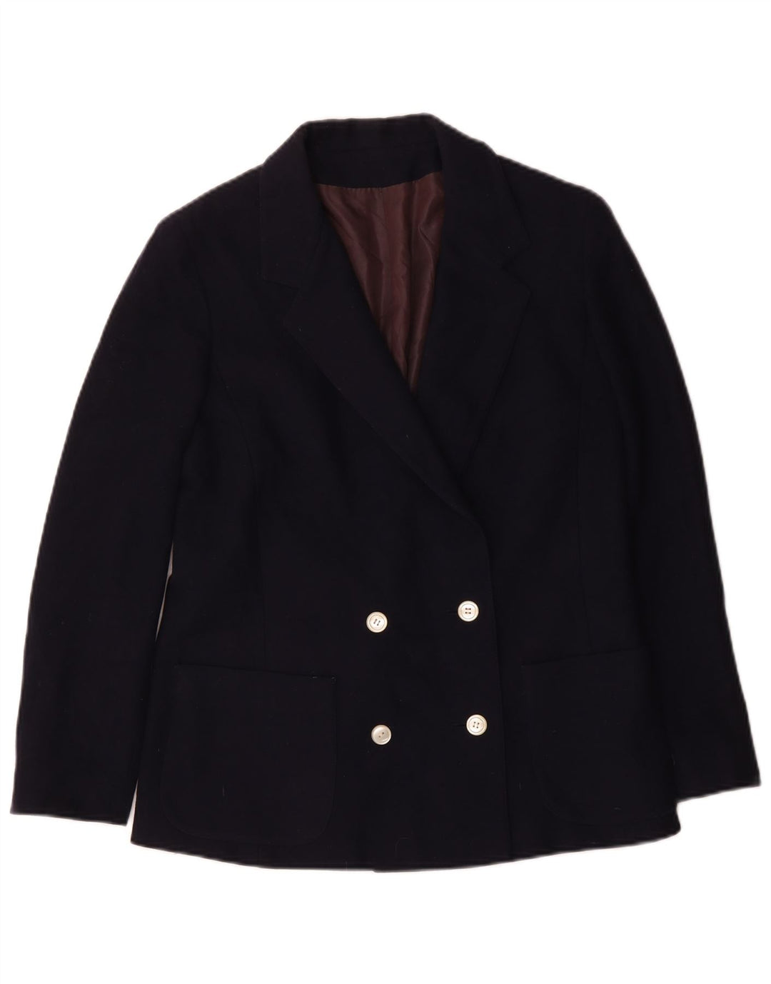 Jaqueta blazer feminina vintage com peito duplo IT 46 grande azul marinho