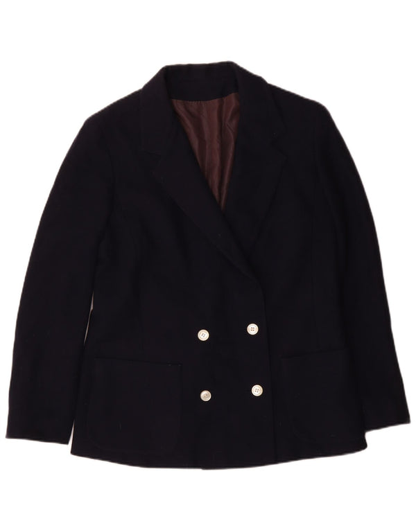 Jaqueta blazer feminina vintage com peito duplo IT 46 grande azul marinho