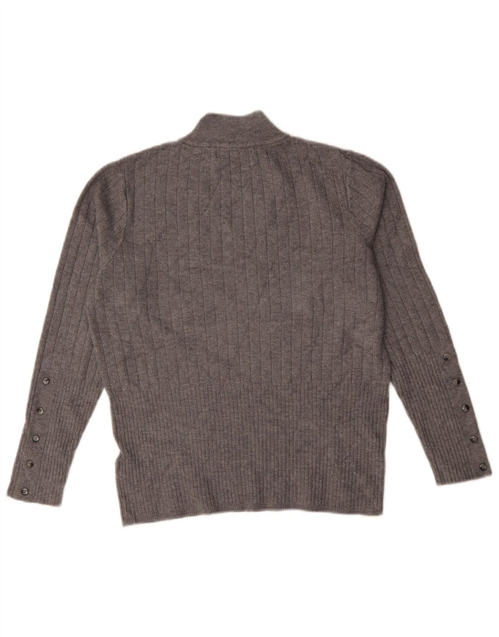 Suéter feminino Marks & Spencer com gola tartaruga Reino Unido 14 grande viscose cinza