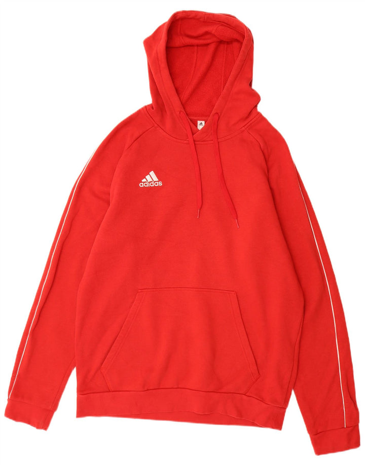 ADIDAS Mens Hoodie Jumper Grande Algodão Vermelho