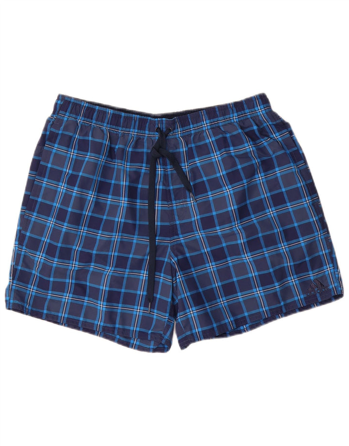 Adidas Mens Sport Shorts Grande Azul Marinho Xadrez Nylon