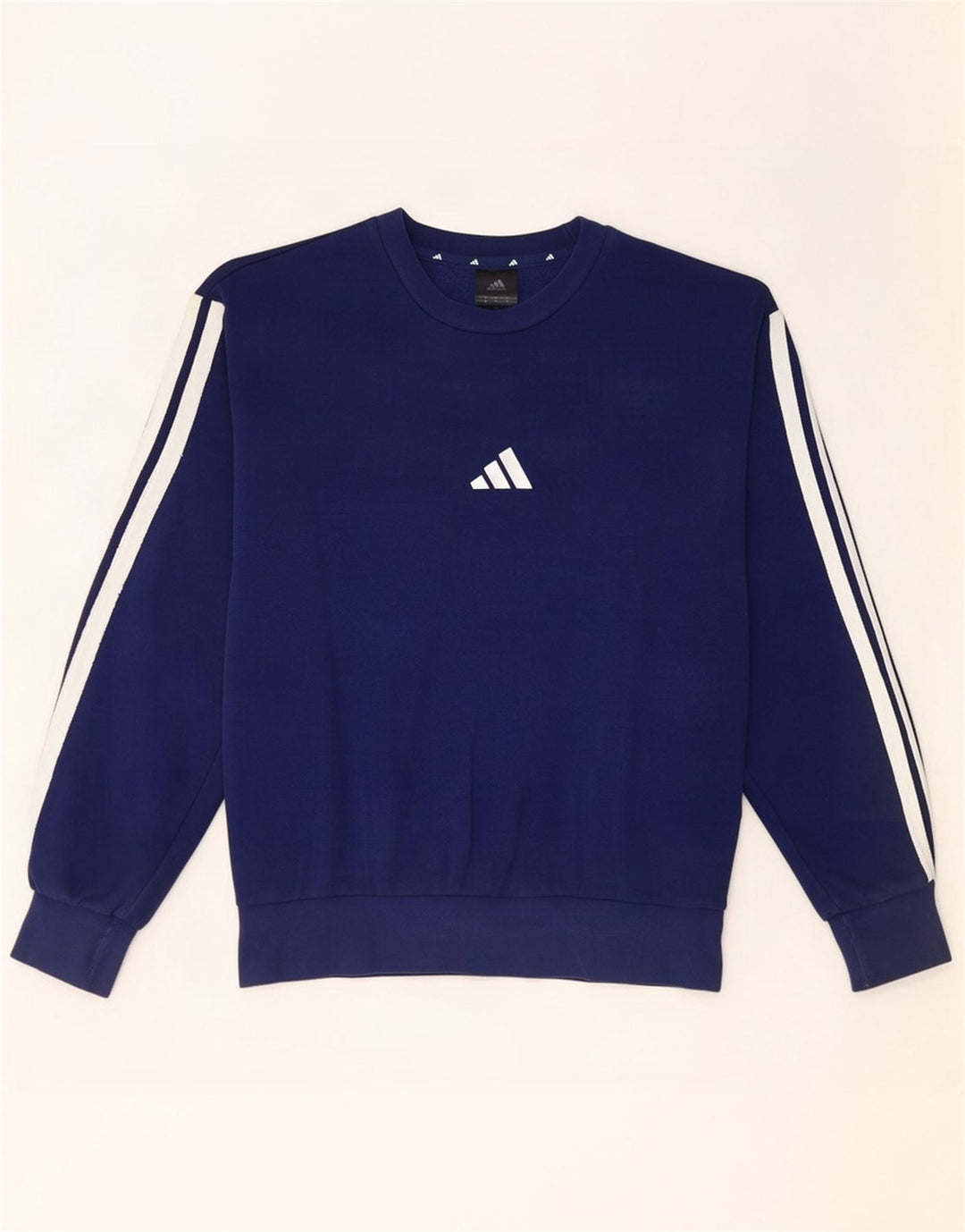 Adidas Mens Moletom Jumper Médio Azul Marinho Algodão