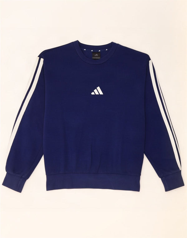 Adidas Mens Moletom Jumper Médio Azul Marinho Algodão