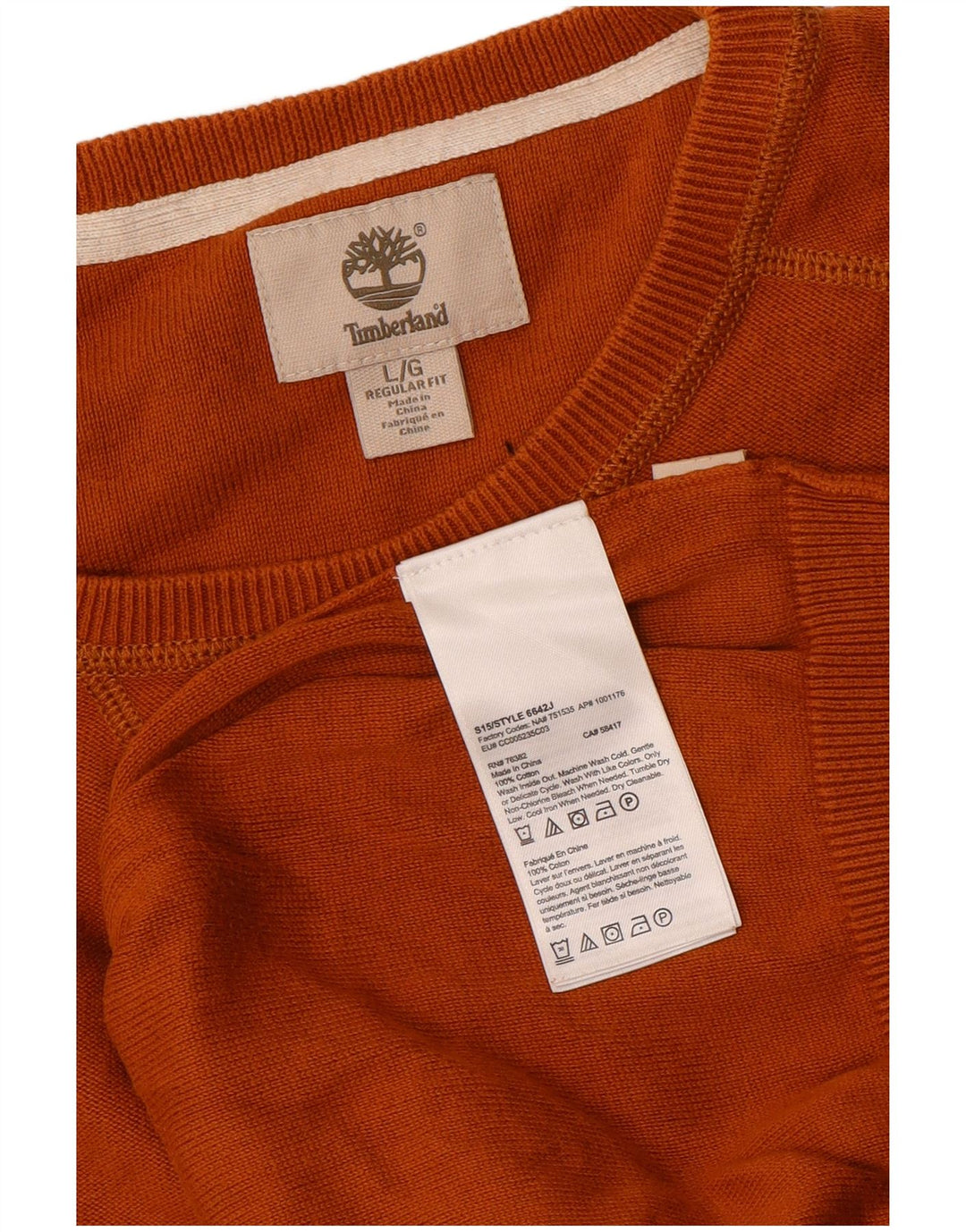 Suéter masculino Timberland Regular Fit com gola redonda, grande algodão laranja