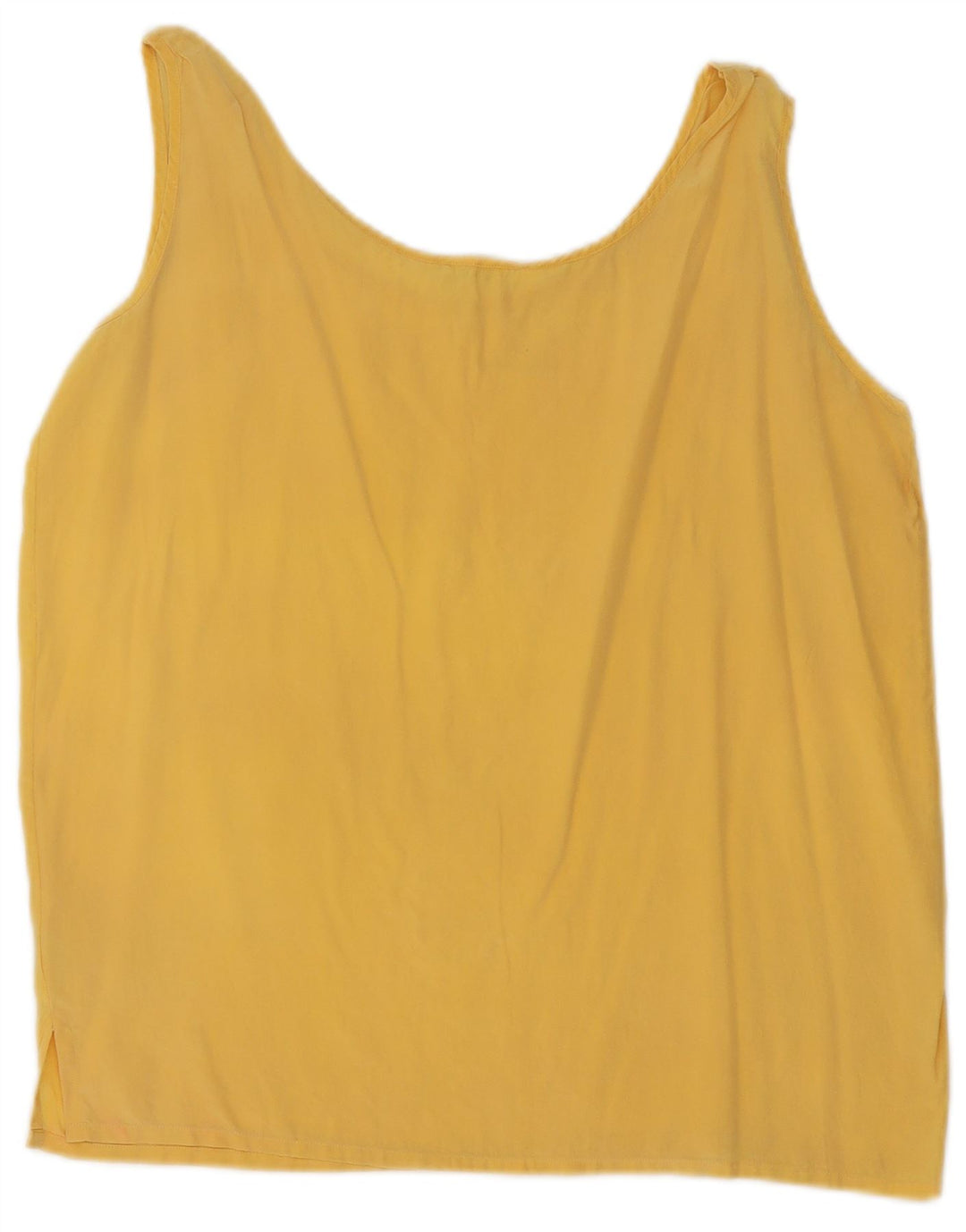 Blusa feminina vintage sem mangas UK 14 seda amarela média