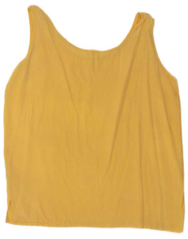 Blusa feminina vintage sem mangas UK 14 seda amarela média
