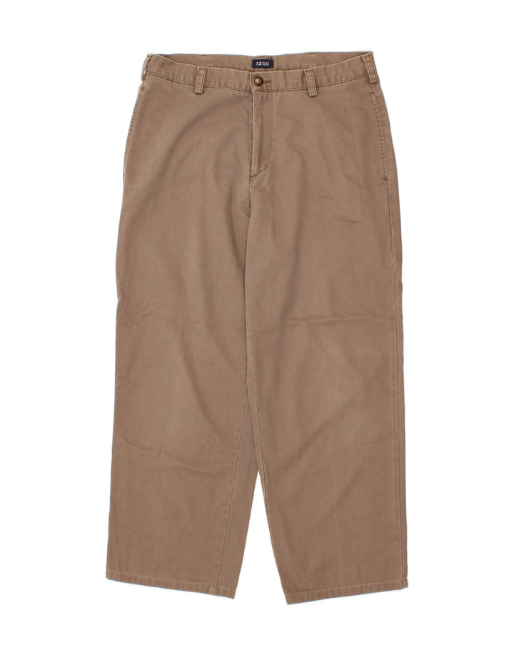 IZOD Mens Straight Chino Trousers W34 L27 Brown Cotton Vintage Izod and Second-Hand Izod from Messina Hembry 