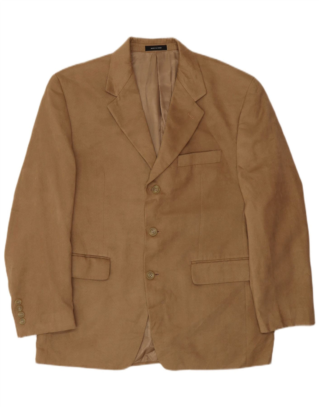 Jaqueta blazer masculina Chaps com 3 botões Reino Unido 38 poliéster bege médio