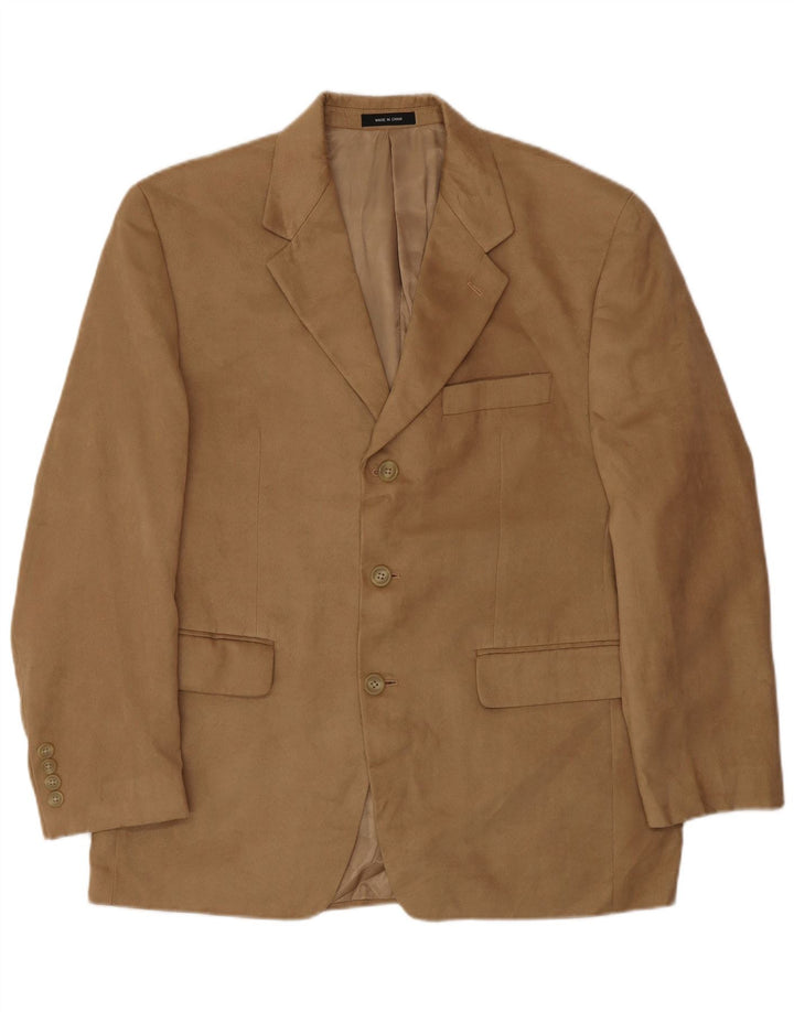 Jaqueta blazer masculina Chaps com 3 botões Reino Unido 38 poliéster bege médio