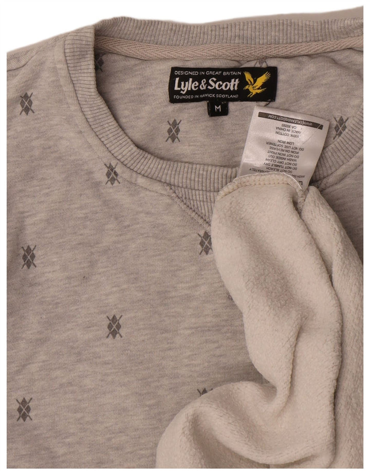 Moletom masculino Lyle & Scott com estampa abstrata de algodão cinza médio