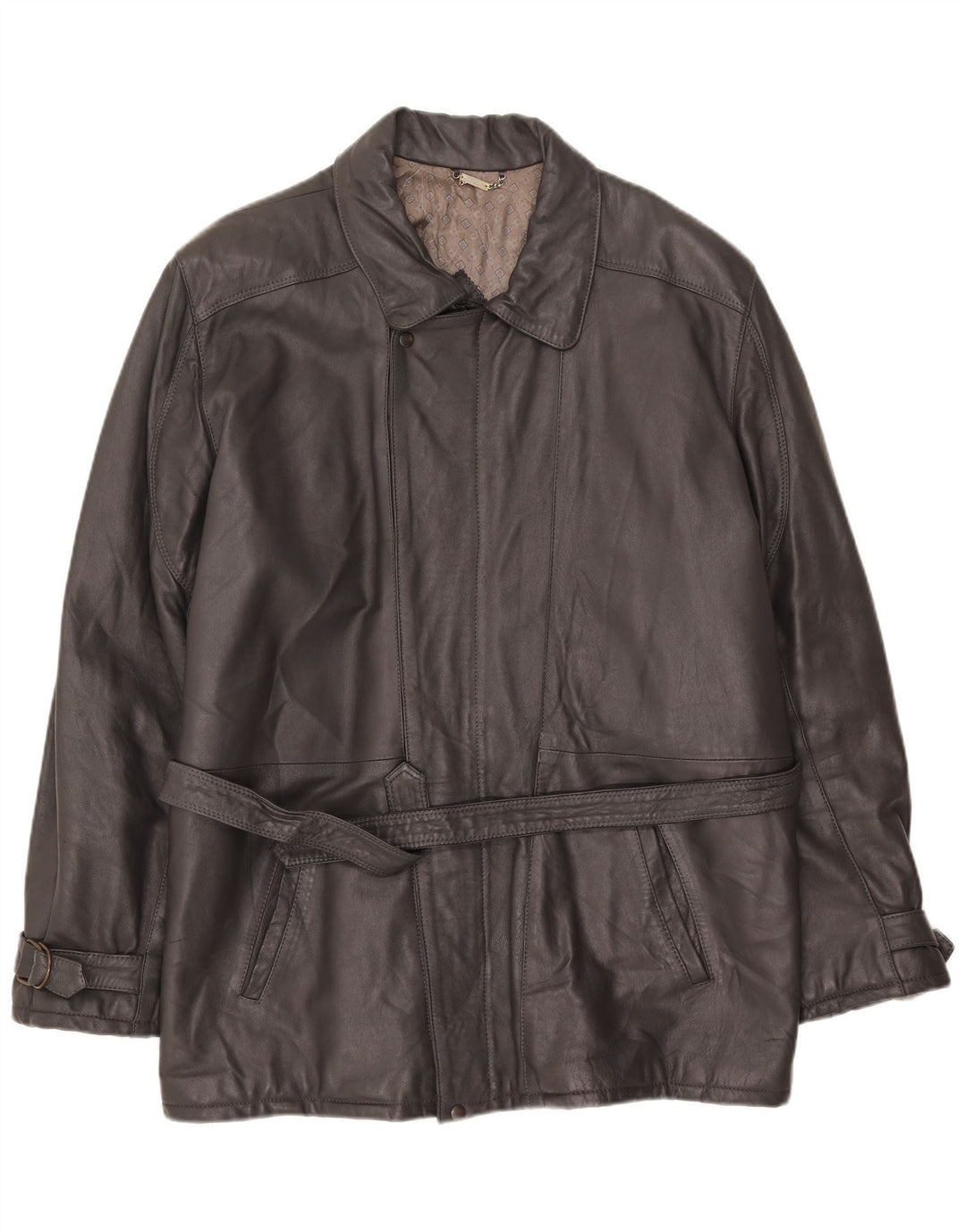 Jaqueta de couro masculina Michel IT 58 4XL couro cinza