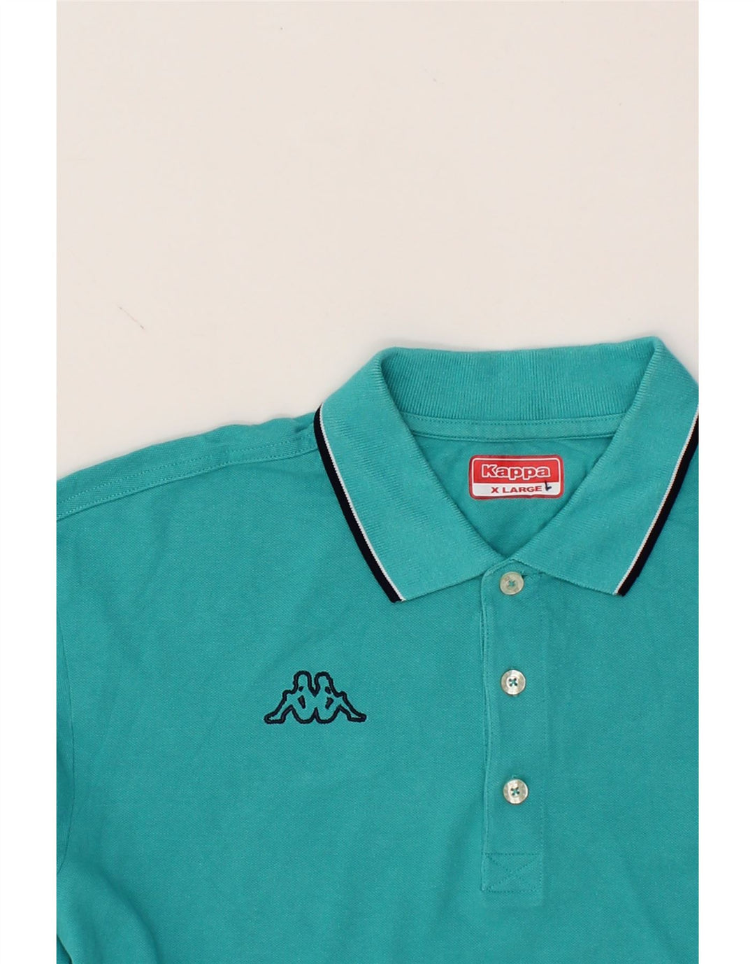 KAPPA Mens Long Sleeve Polo Shirt XL Turquoise Cotton Vintage Kappa and Second-Hand Kappa from Messina Hembry 