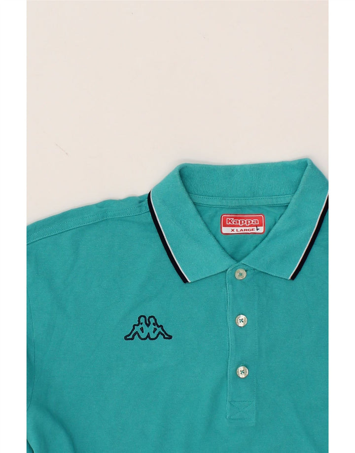 KAPPA Mens Long Sleeve Polo Shirt XL Turquoise Cotton Vintage Kappa and Second-Hand Kappa from Messina Hembry 