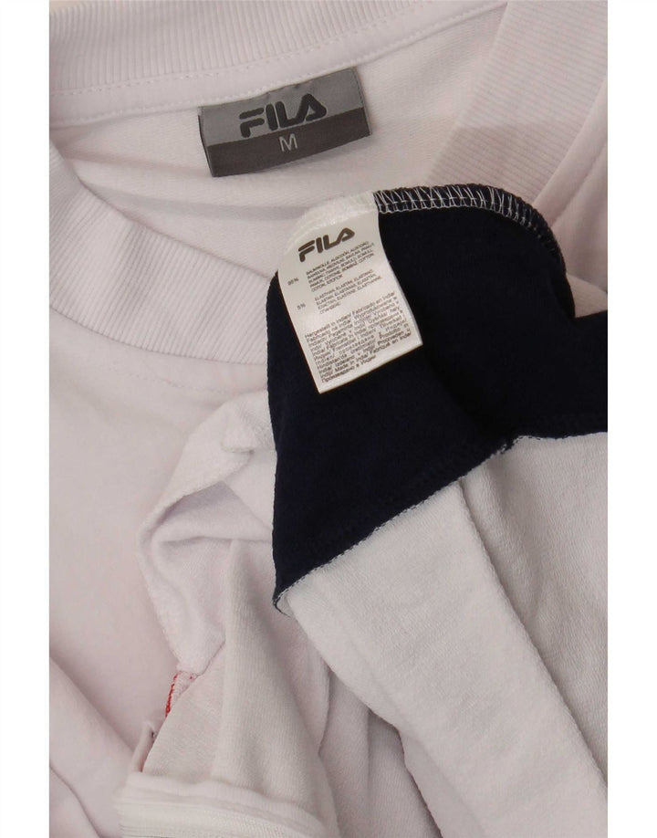 Fila Womens Tracksuit Top Jacket UK 14 Médio Branco Colourblock Algodão