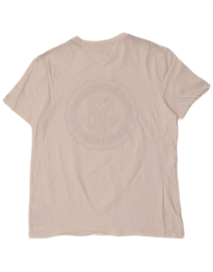 Tommy Hilfiger Camiseta masculina gráfica Top médio algodão branco