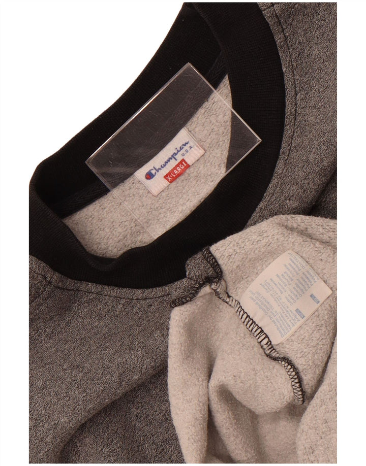 Champion moletom masculino jumper XL cinza colorblock algodão