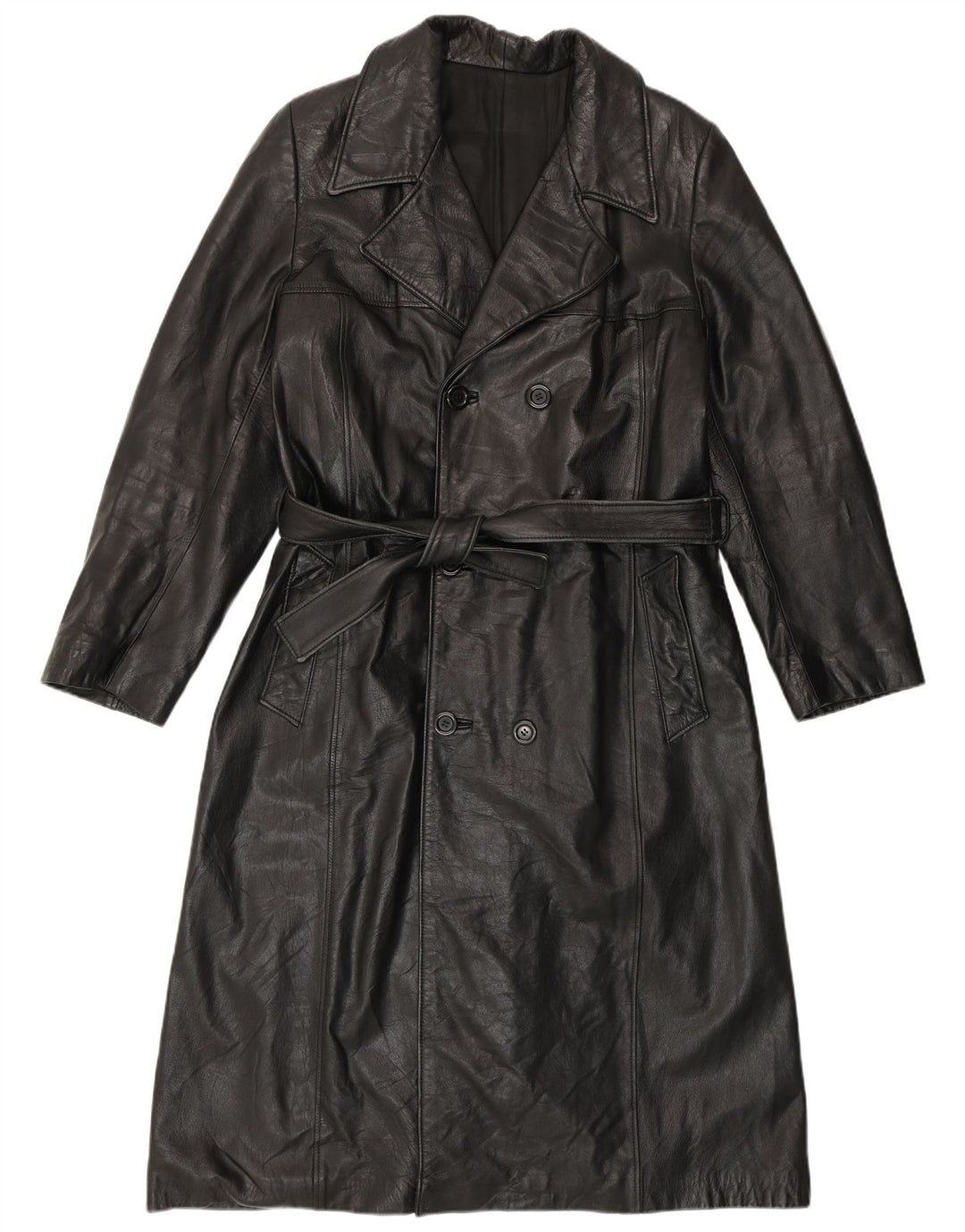 Casaco masculino de couro com peito duplo PASCUCCI IT 50 grande couro preto