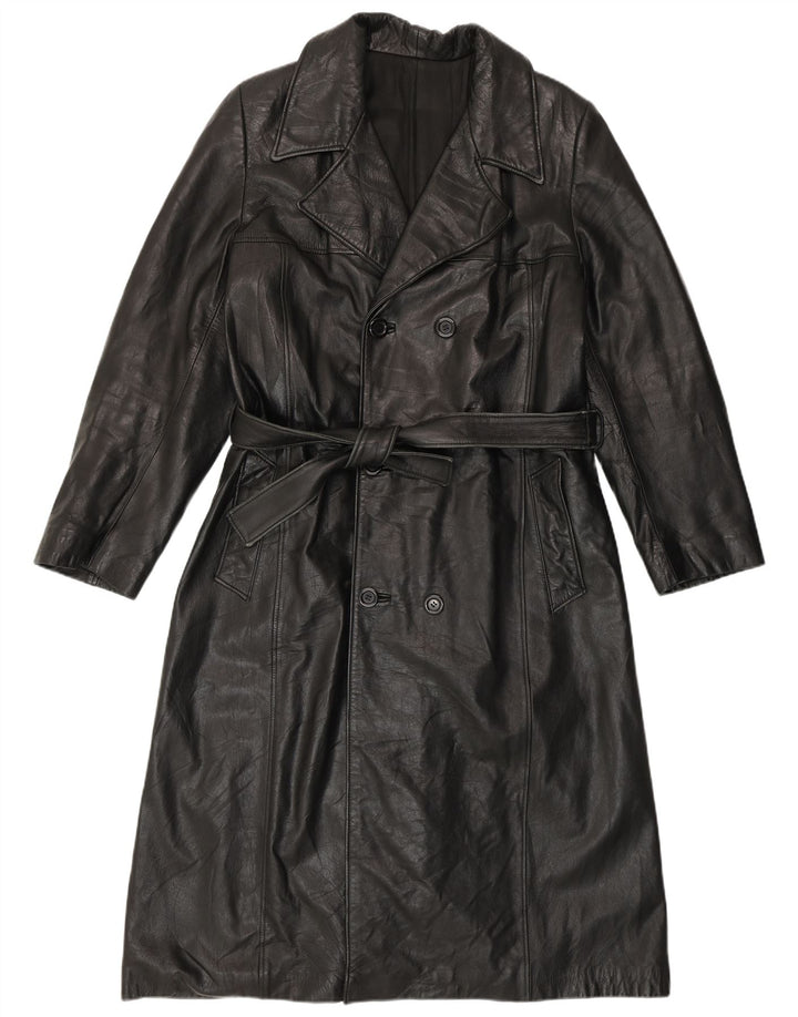 Casaco masculino de couro com peito duplo PASCUCCI IT 50 grande couro preto