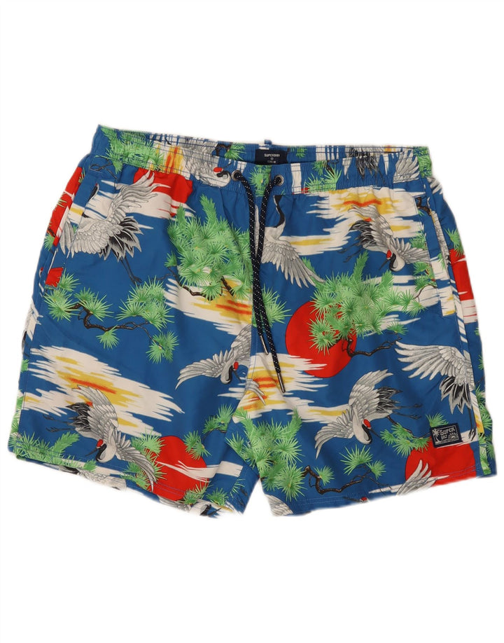 Shorts de natação masculino Superdry 2XL azul poliéster havaiano