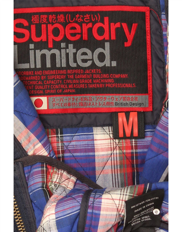 Jaqueta acolchoada feminina Superdry UK 12 médio azul marinho nylon