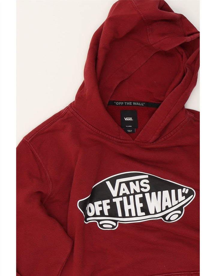 VANS Womens Graphic Hoodie Jumper UK 18 XL Burgundy Cotton Vintage Vans and Second-Hand Vans from Messina Hembry 
