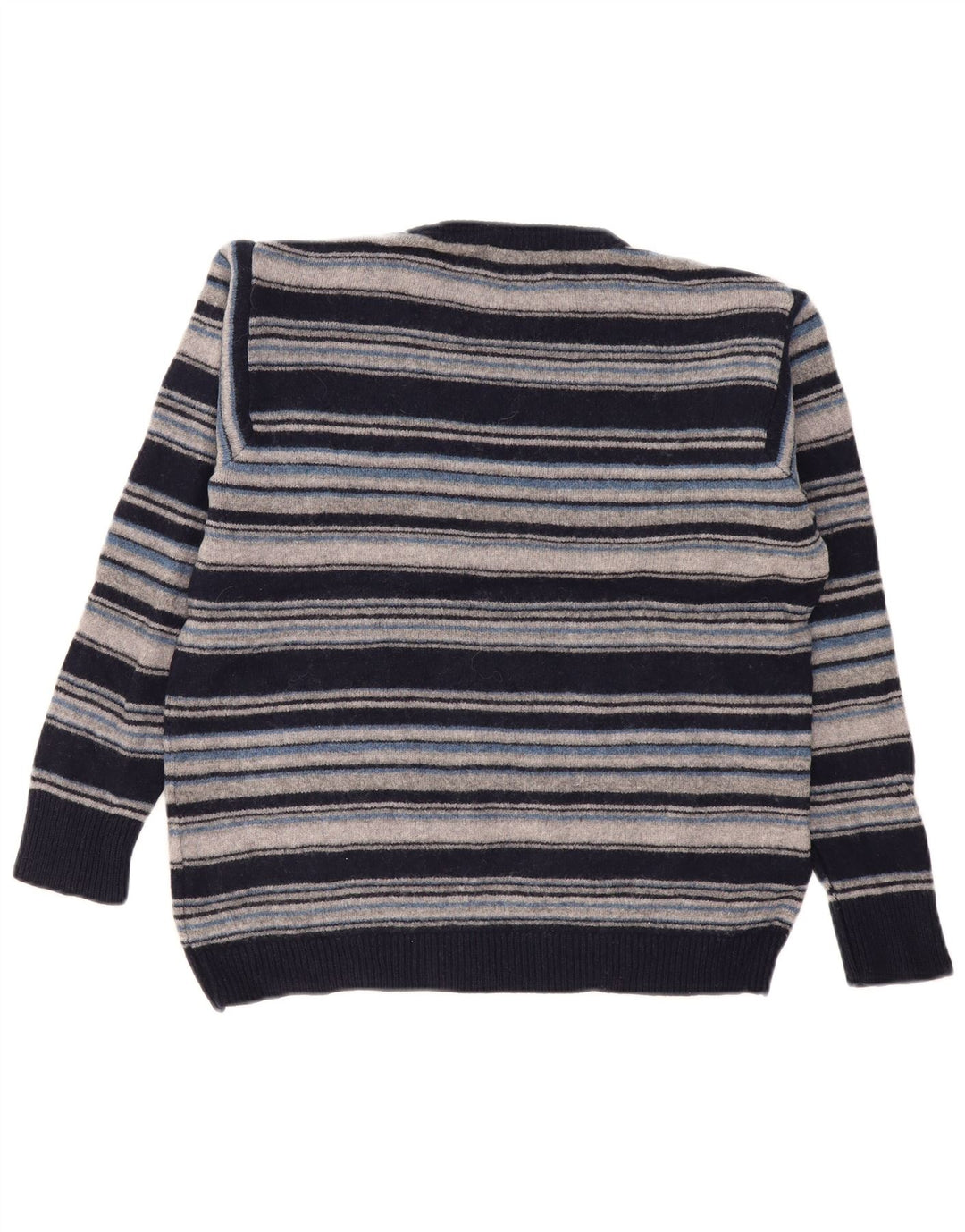 Suéter masculino Marks & Spencer com gola redonda listrado azul marinho médio