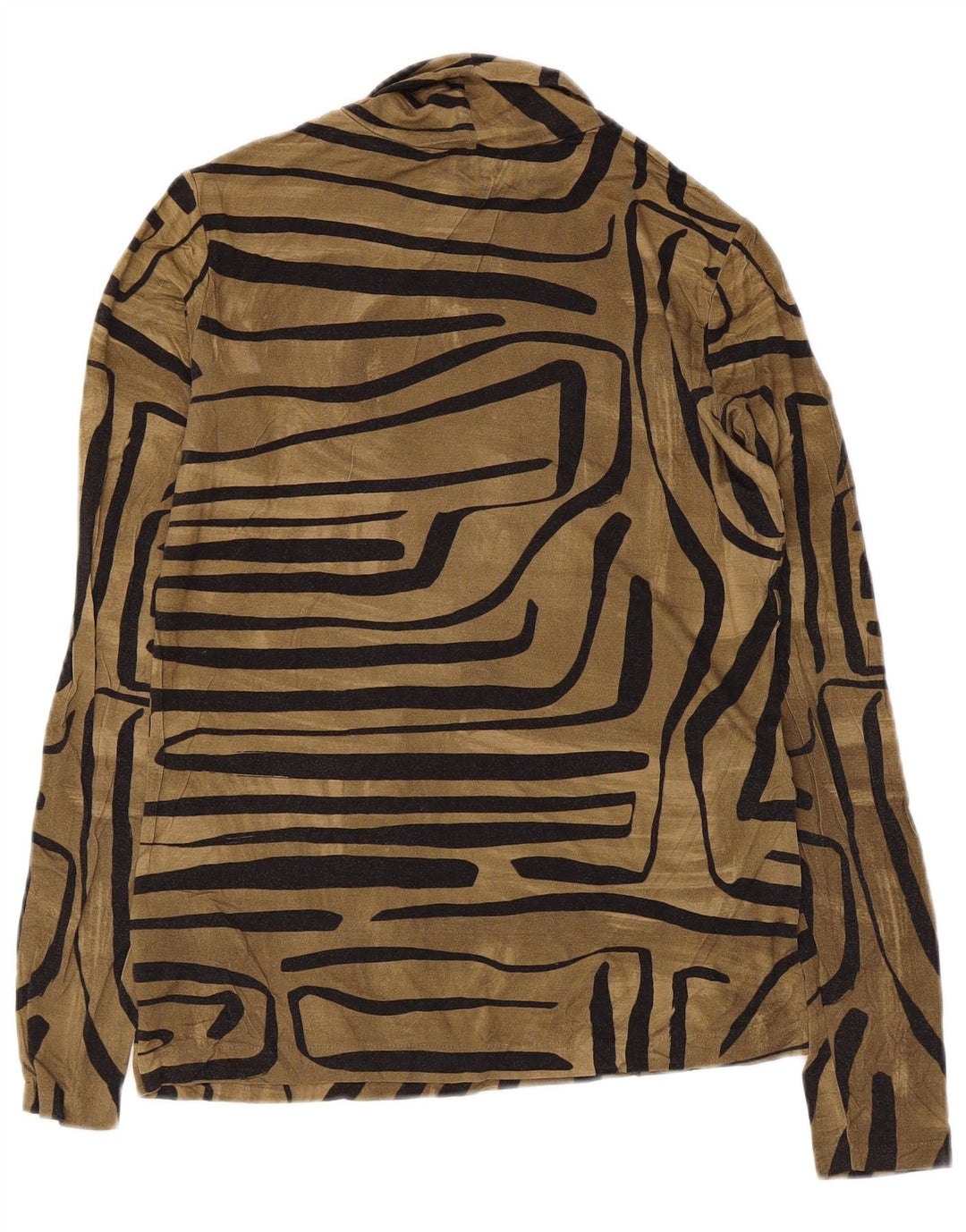 Top feminino Jigsaw manga comprida Reino Unido 10 viscose geométrica marrom pequena