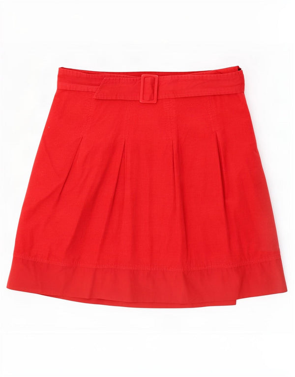 Mini saia feminina de veludo cotelê Max & Co. Reino Unido 12 médio W30 algodão vermelho