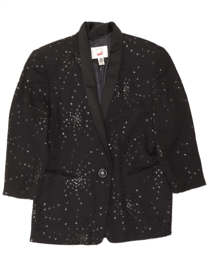 Jaqueta blazer feminina MONDI com 1 botão EU 40 lã floral preta média