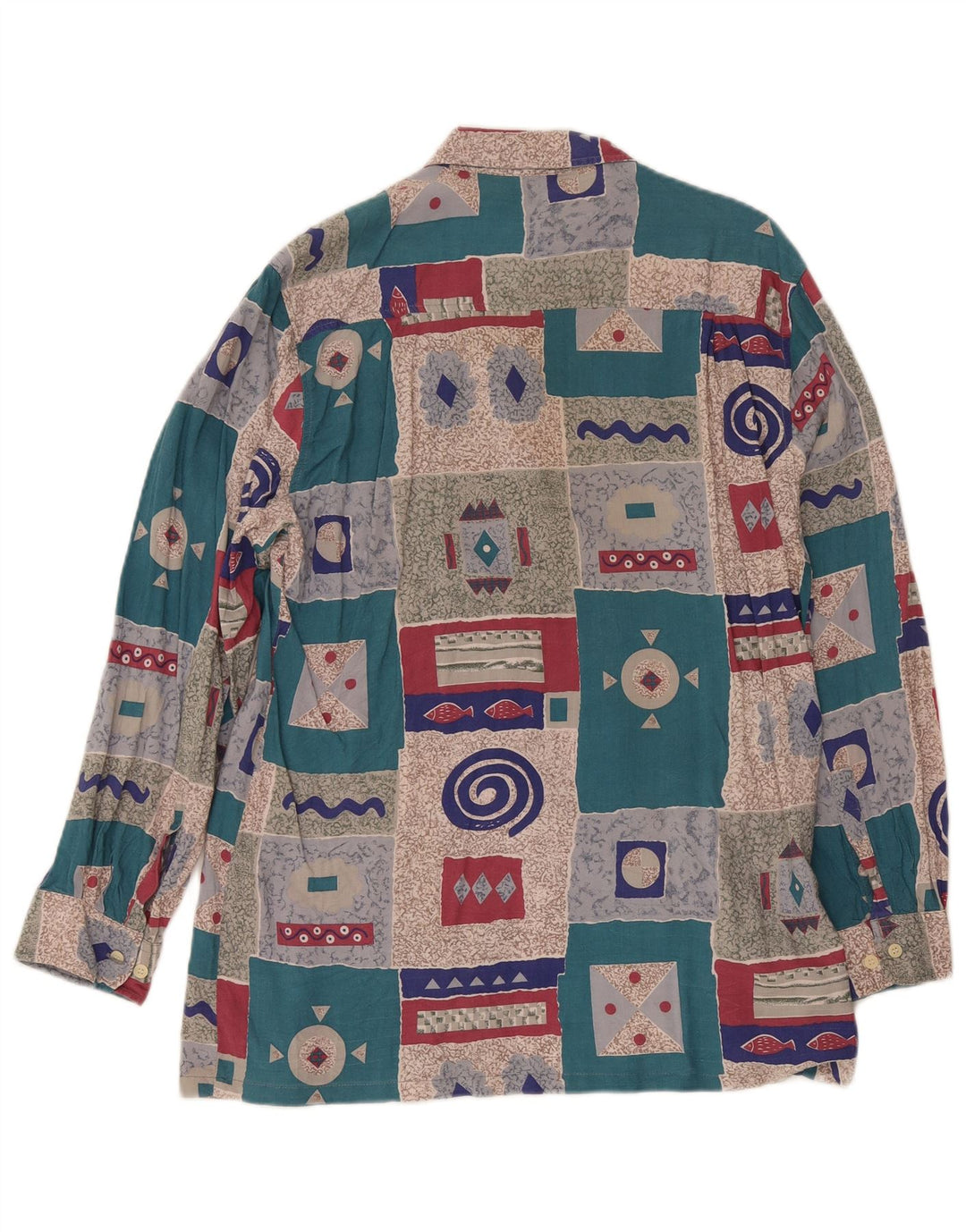Camisa masculina vintage UK 15 1/2 média patchwork multicolorido retrô