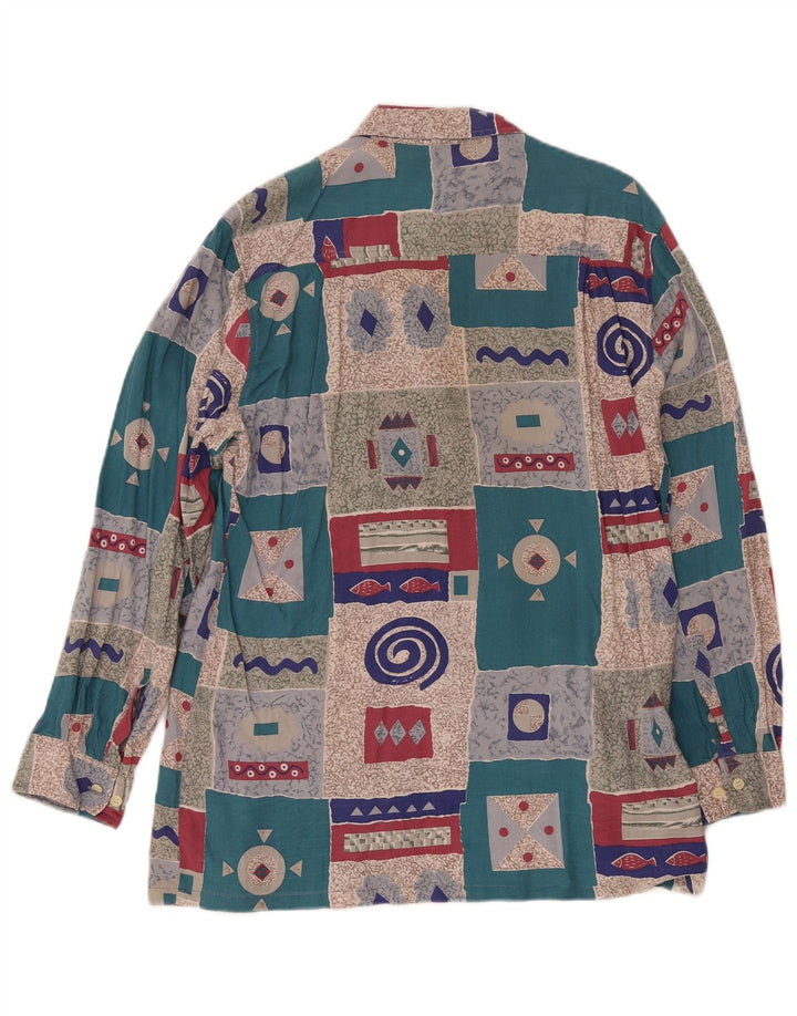 Camisa masculina vintage UK 15 1/2 média patchwork multicolorido retrô